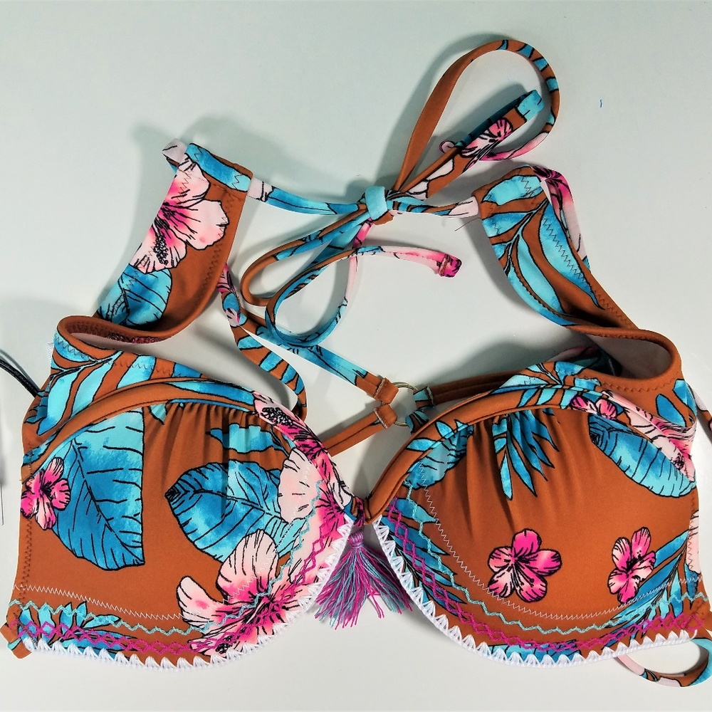 *NEW* Shade & Shore Copper Floral Bikini Top M953